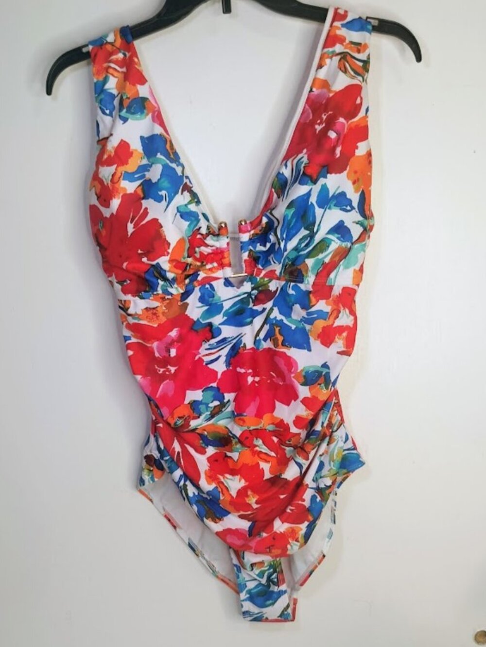 B2prity One Piece Swimsuit Tummy Control V Neck Bathing Suit Ruched Pushup Large